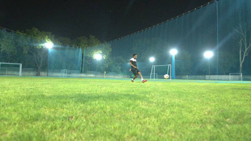 Natural grass ground with Flood Lights