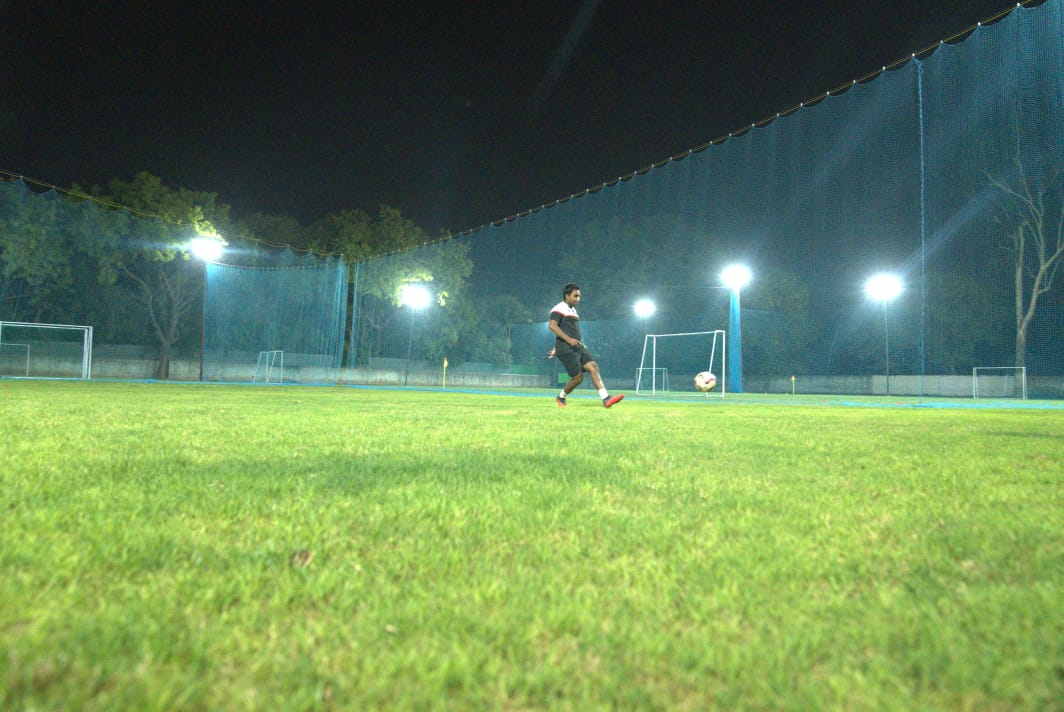 Natural grass ground with Flood Lights